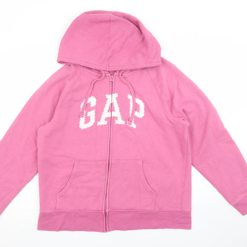 GAP Women Pink Full Zip Hoodie L Cotton Blend Casual