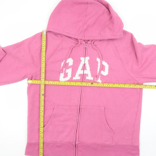 GAP Women Pink Full Zip Hoodie L Cotton Blend Casual