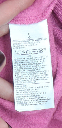 GAP Women Pink Full Zip Hoodie L Cotton Blend Casual
