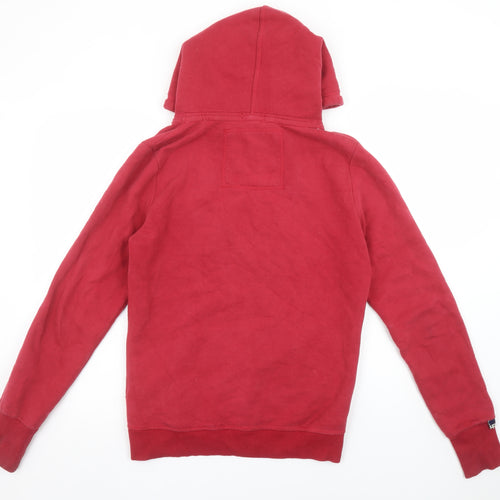 Superdry Women Red Pullover Hoodie Large Cotton Blend Graphic Print