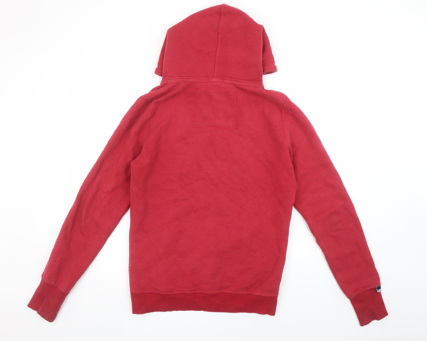 Superdry Women Red Pullover Hoodie Large Cotton Blend Graphic Print