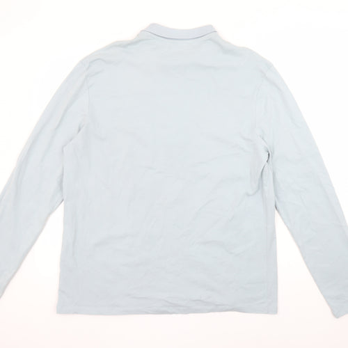 ASOS DESIGN Men’s Blue Long Sleeve 1/4 Zip Cotton Polo Shirt XL