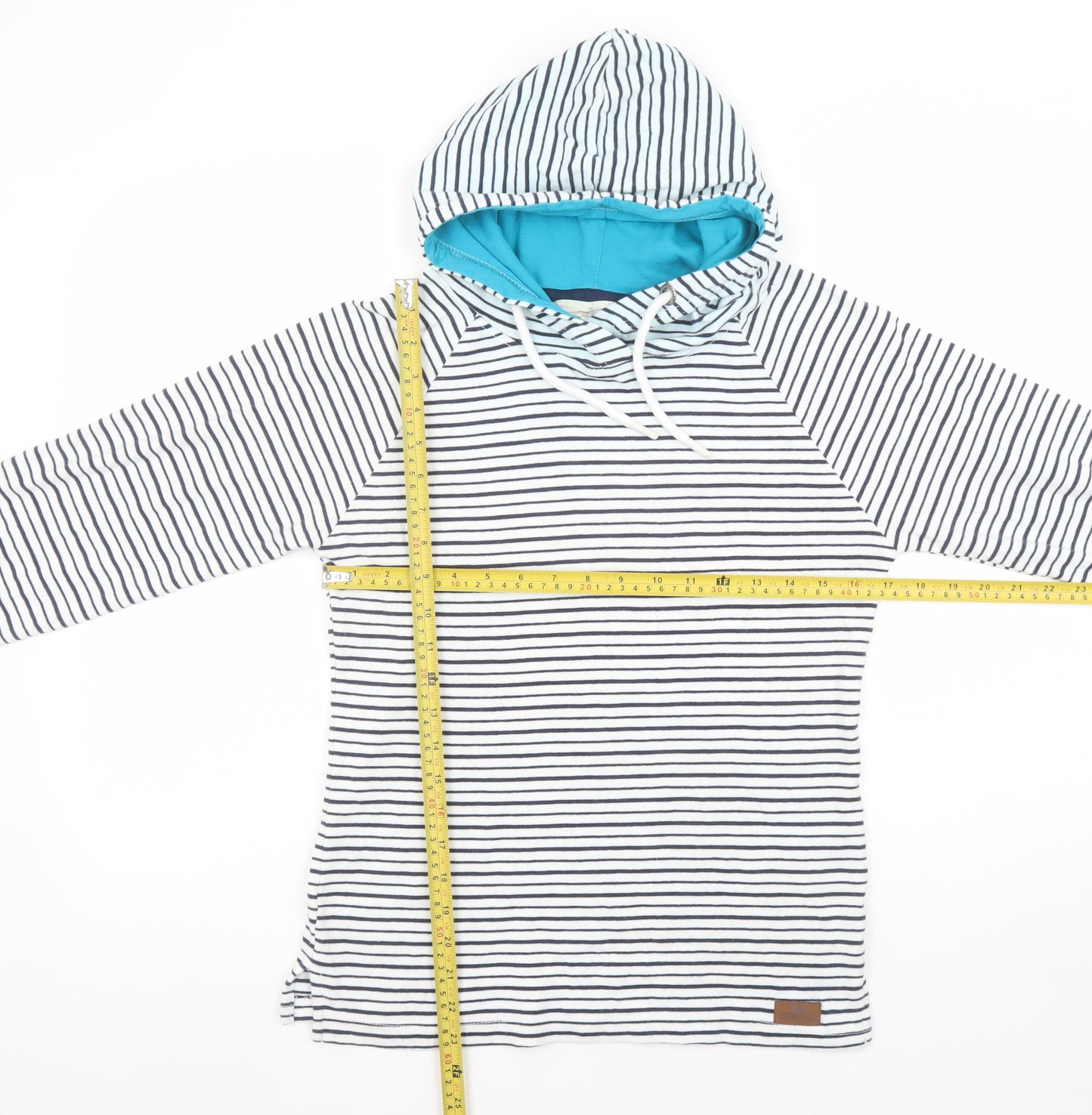 Trespass Women’s Blue Striped Cotton Pullover Hoodie UK10