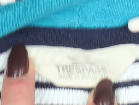 Trespass Women’s Blue Striped Cotton Pullover Hoodie UK10