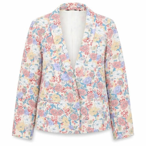 New Look Women Beige Multicoloured Floral Blazer UK 10 Single Breasted