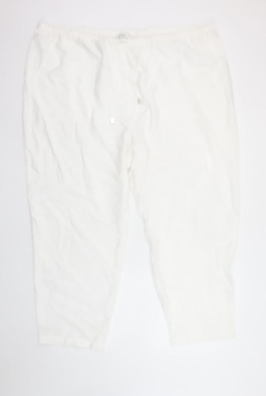 Marks and Spencer Womens White Cropped Trousers Size 24 Regular Lyocell Blend