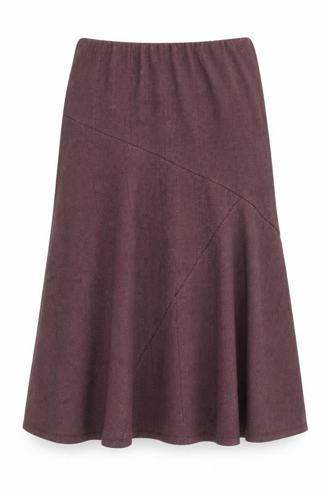 Front view of Bonmarché Women's Purple A-Line Midi Skirt, size 14, Polyester