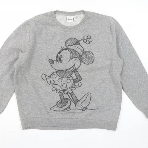 Disney Women Grey Minnie Mouse Pullover Sweatshirt Size 16