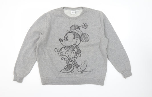 Disney Women Grey Minnie Mouse Pullover Sweatshirt Size 16