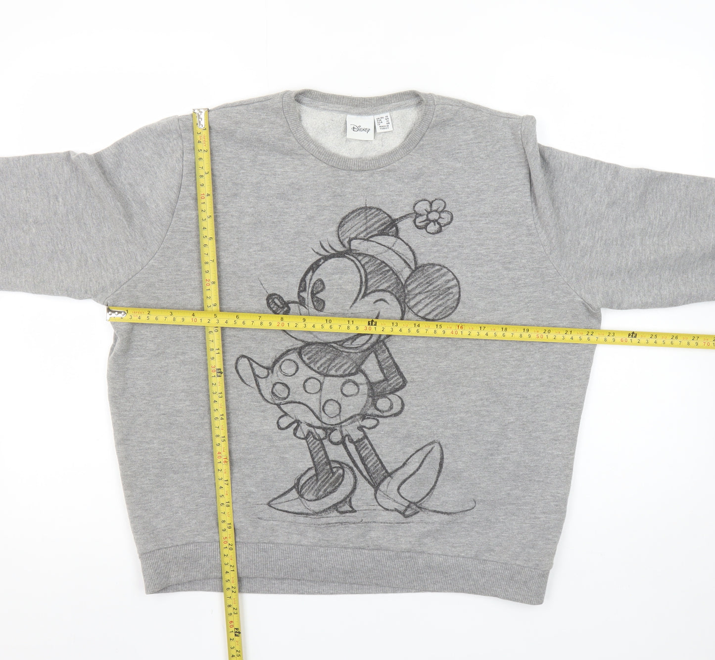Disney Women Grey Minnie Mouse Pullover Sweatshirt Size 16