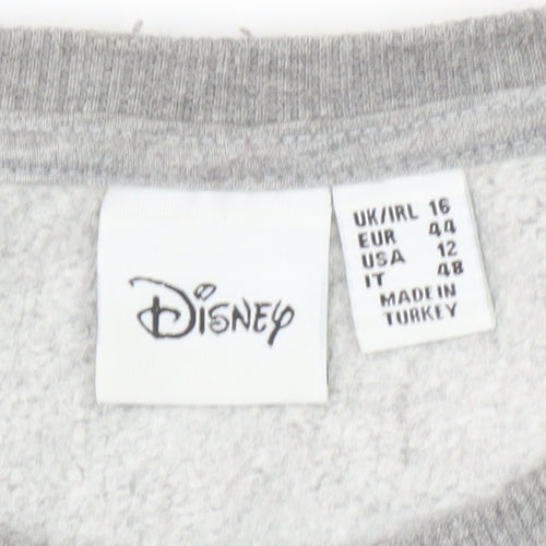 Disney Women Grey Minnie Mouse Pullover Sweatshirt Size 16