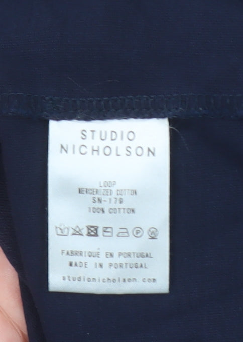 Studio Nicholson Women Blue Relaxed Fit Long Sleeve Cotton T-Shirt