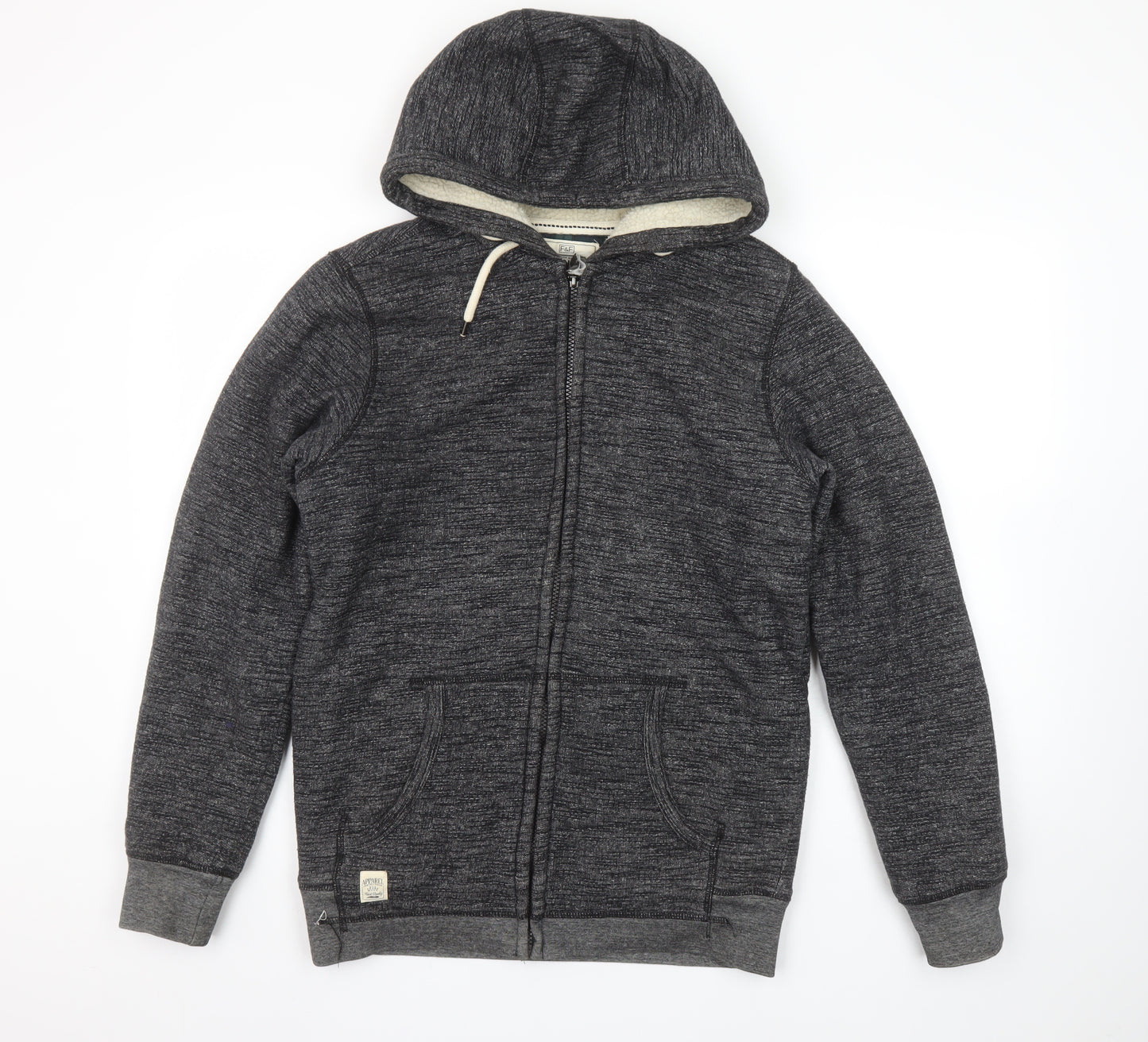 F&F Men's Grey Full Zip Hooded Sweatshirt Size S Regular Fit