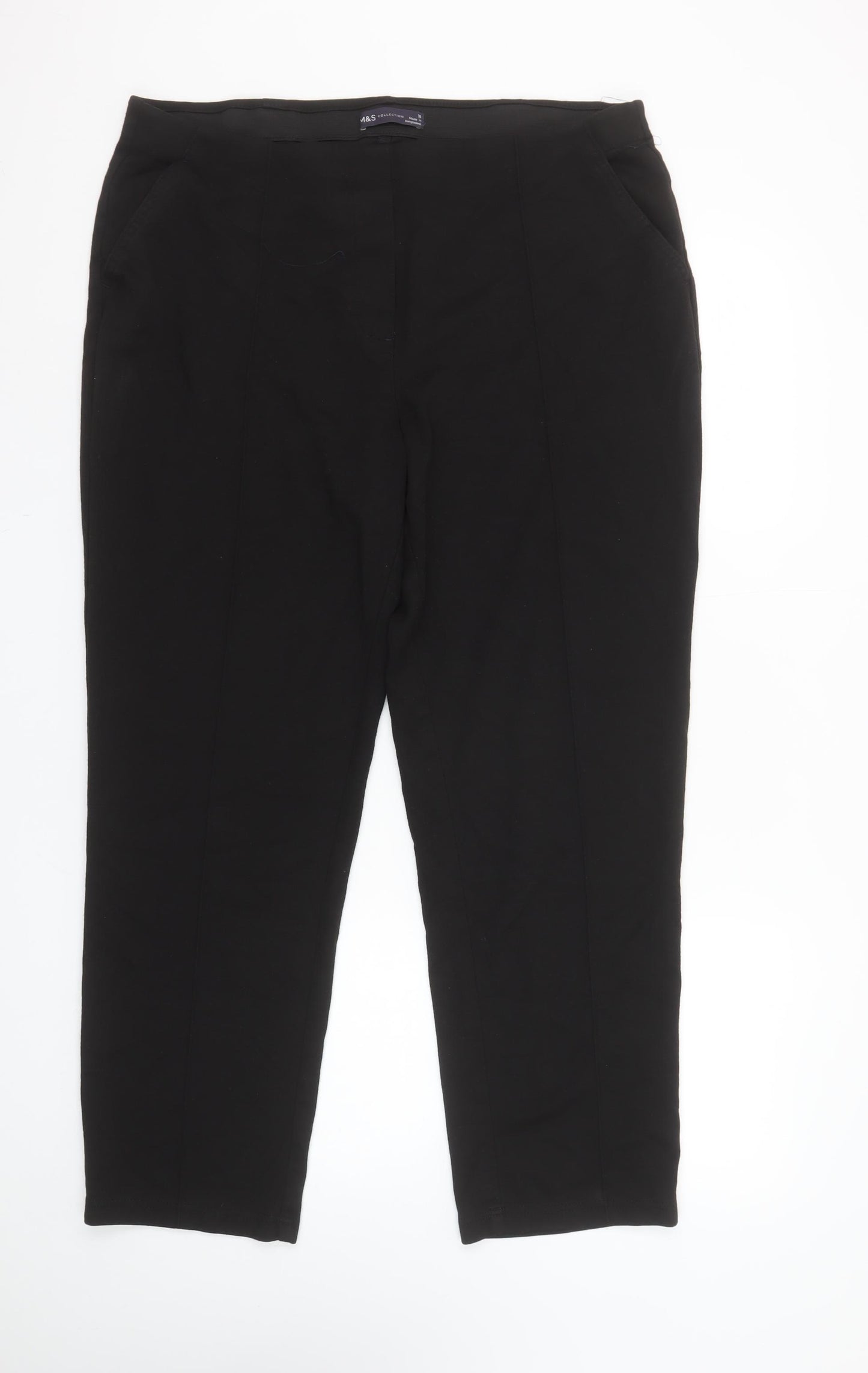 Marks and Spencer Women's Black Trousers Size 18 Regular Fit Stretch Work Pants