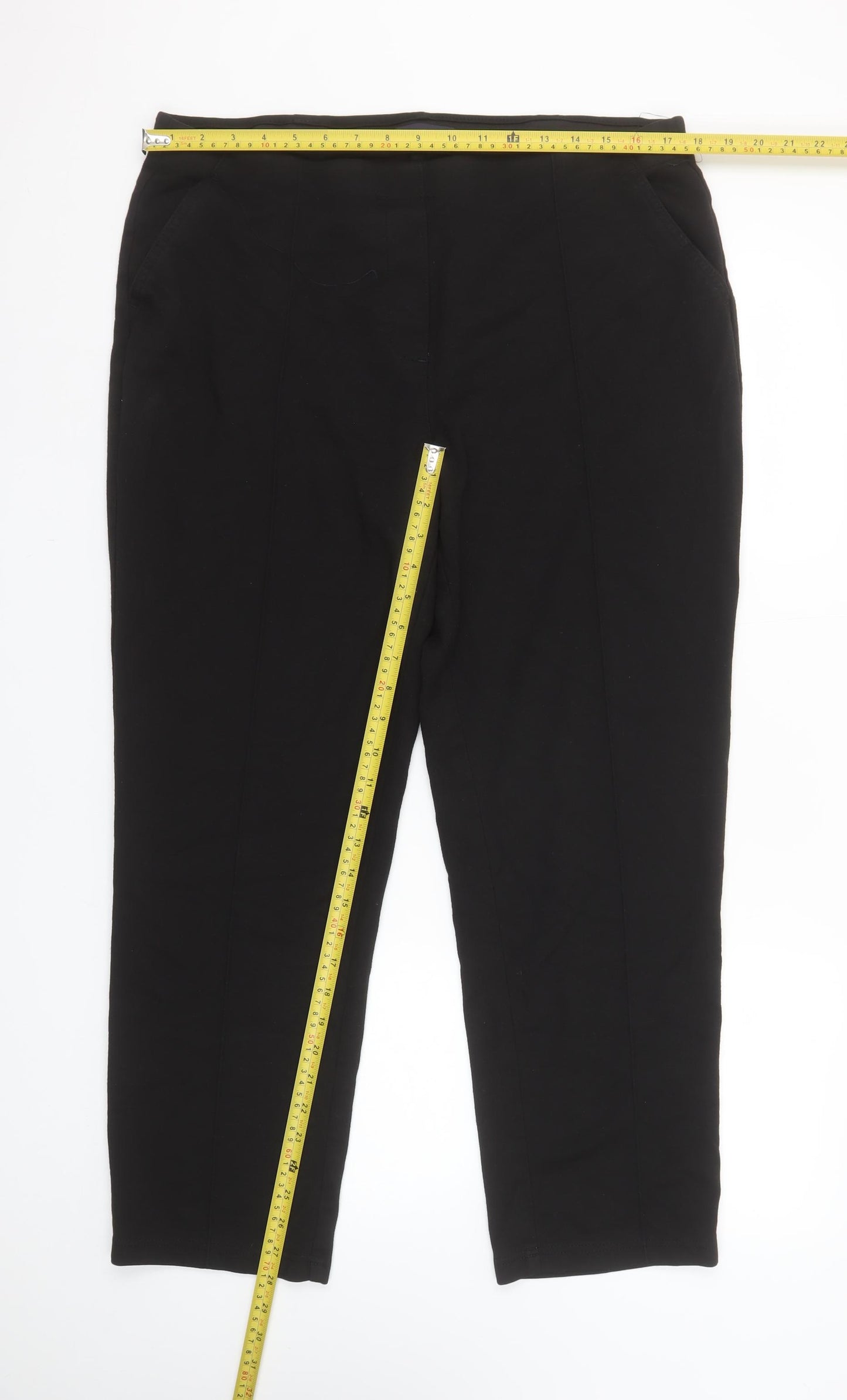 Marks and Spencer Women's Black Trousers Size 18 Regular Fit Stretch Work Pants