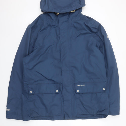 Craghoppers Aquadry Blue Waterproof Hooded Jacket Men's L Outdoor Windproof