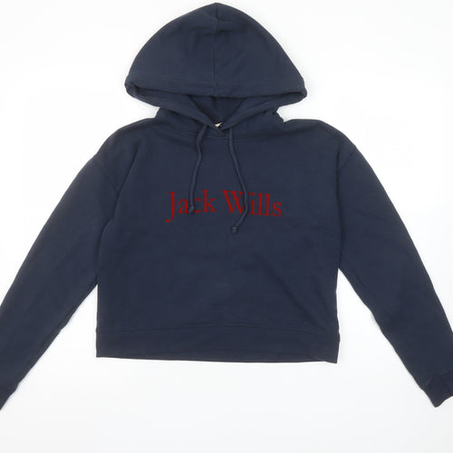 Jack Wills Women's Navy Blue Pullover Hoodie UK 8 Cotton Blend