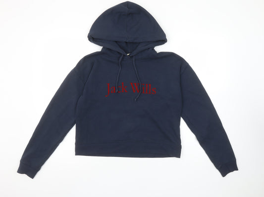 Jack Wills Women's Navy Blue Pullover Hoodie UK 8 Cotton Blend