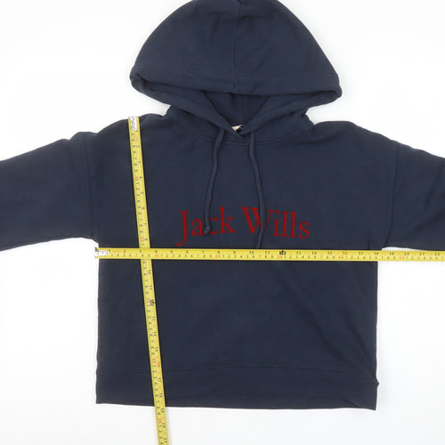 Jack Wills Women's Navy Blue Pullover Hoodie UK 8 Cotton Blend