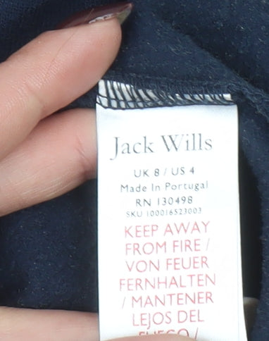 Jack Wills Women's Navy Blue Pullover Hoodie UK 8 Cotton Blend