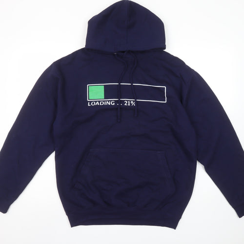Just Hoods AWDis Women's Navy Pullover Hoodie M Loading Graphic Cotton Blend