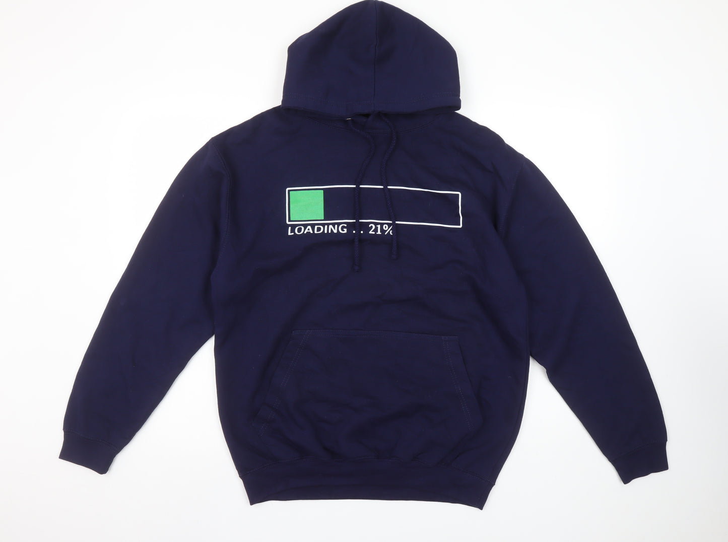 Just Hoods AWDis Women's Navy Pullover Hoodie M Loading Graphic Cotton Blend