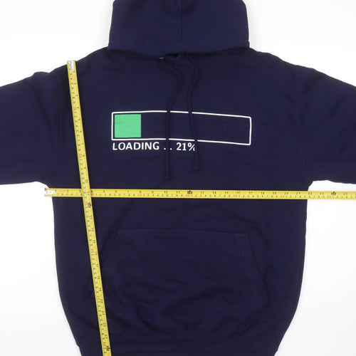 Just Hoods AWDis Women's Navy Pullover Hoodie M Loading Graphic Cotton Blend