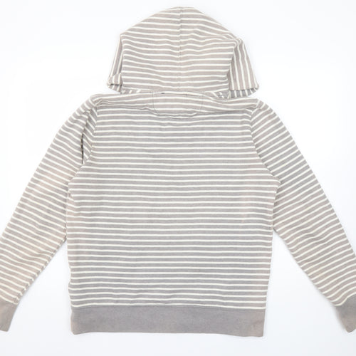 GAP Women Beige Striped Pullover Hoodie L Cotton Blend Casual