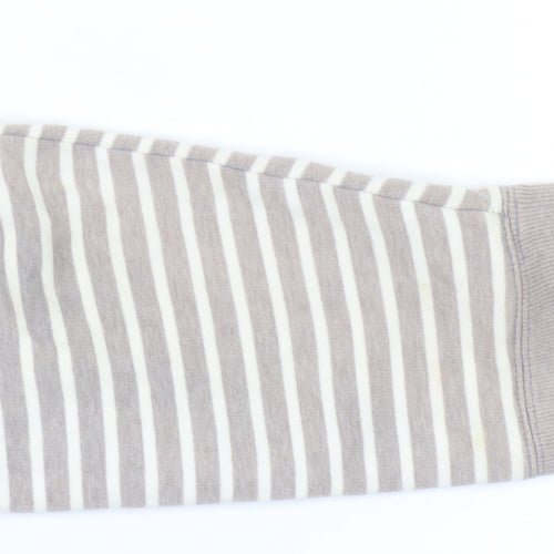 GAP Women Beige Striped Pullover Hoodie L Cotton Blend Casual