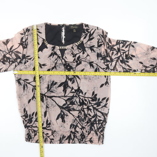 Thalia Sodi Women's Beige Floral Beaded Blouse Size M Tunic Style