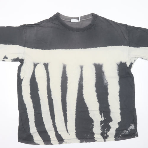 Weekday Men’s Black Tie-Dye Cotton Crew Neck T-Shirt XS Retro Style