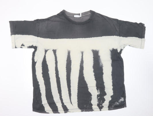 Weekday Men’s Black Tie-Dye Cotton Crew Neck T-Shirt XS Retro Style