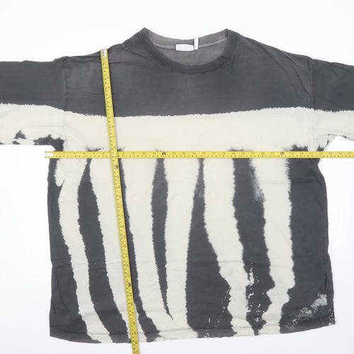 Weekday Men’s Black Tie-Dye Cotton Crew Neck T-Shirt XS Retro Style