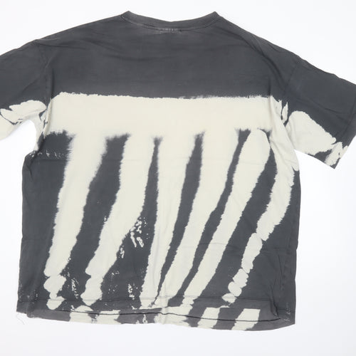 Weekday Men’s Black Tie-Dye Cotton Crew Neck T-Shirt XS Retro Style