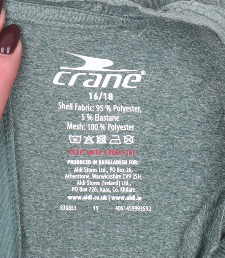 Crane Womens Green Short Sleeve Crew Neck Sports T-Shirt Size 16/18