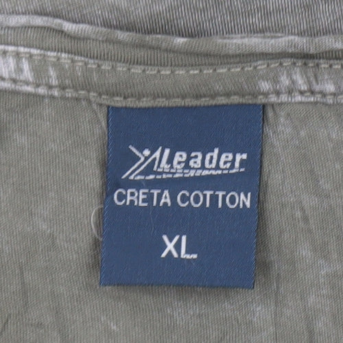 Leader Men's Khaki Geometry Graphic Cotton T-Shirt XL