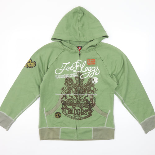 Joe Bloggs Boys Aspen Green Full Zip Hoodie 10-11 Years Cotton Blend