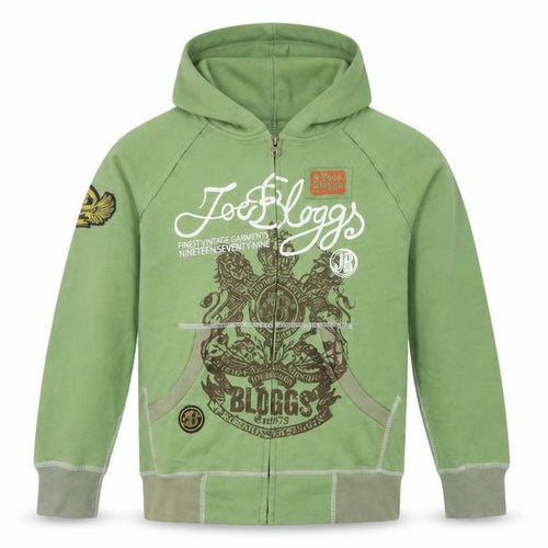 Joe Bloggs Boys Aspen Green Full Zip Hoodie 10-11 Years Cotton Blend