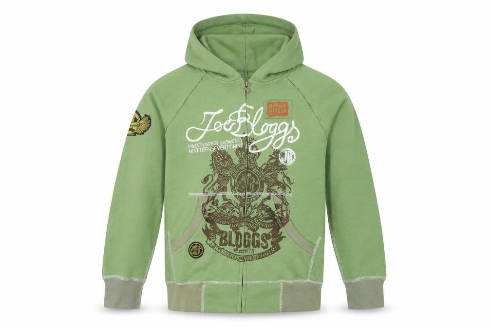 Joe Bloggs Boys Aspen Green Full Zip Hoodie 10-11 Years Cotton Blend