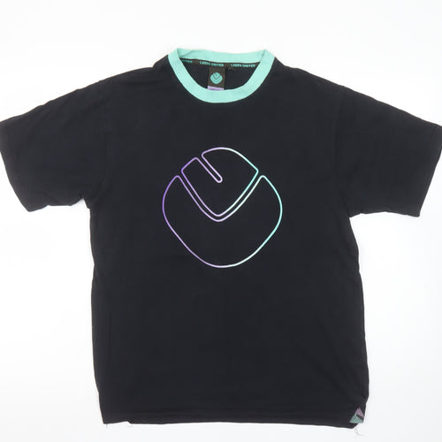 Leeds United Men's Black Graphic Cotton T-Shirt Size M