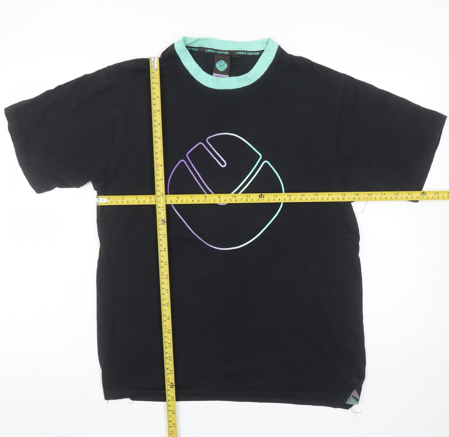 Leeds United Men's Black Graphic Cotton T-Shirt Size M