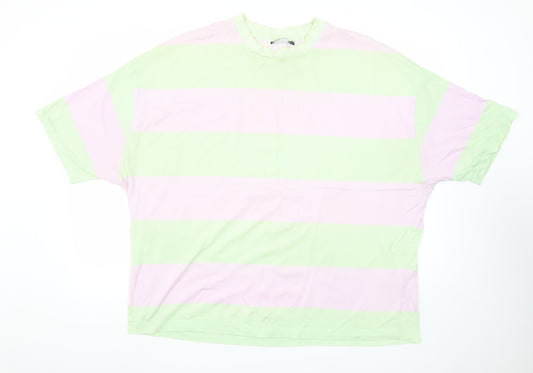 ASOS DESIGN Men’s Multicoloured Striped Relaxed T-Shirt L Cotton