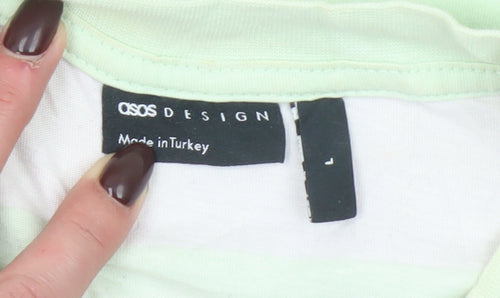 ASOS DESIGN Men’s Multicoloured Striped Relaxed T-Shirt L Cotton