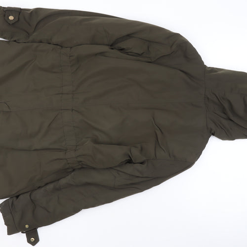 ONLY Womens Green Parka Jacket Size S Hooded Mid-Length Winter Coat