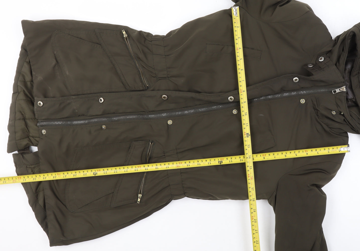 ONLY Womens Green Parka Jacket Size S Hooded Mid-Length Winter Coat