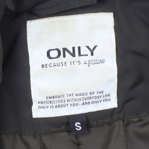 ONLY Womens Green Parka Jacket Size S Hooded Mid-Length Winter Coat