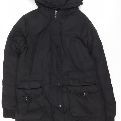 GAP Womens Black Hooded Puffer Jacket Size M Winter Coat