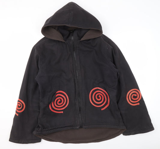 Priya Men's Black Bohemian Cotton Full Zip Hoodie L