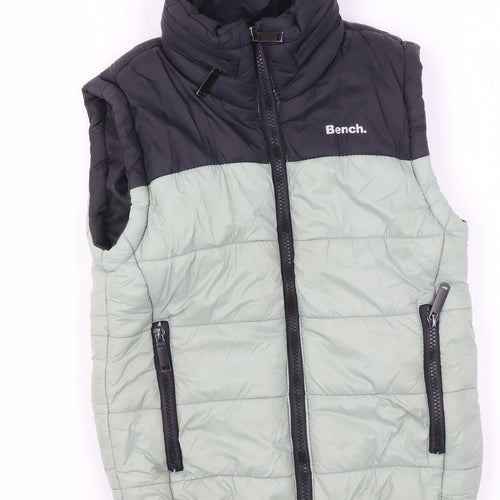 Bench Boys Black Green Padded Bodywarmer Gilet 5-6 Years Full Zip