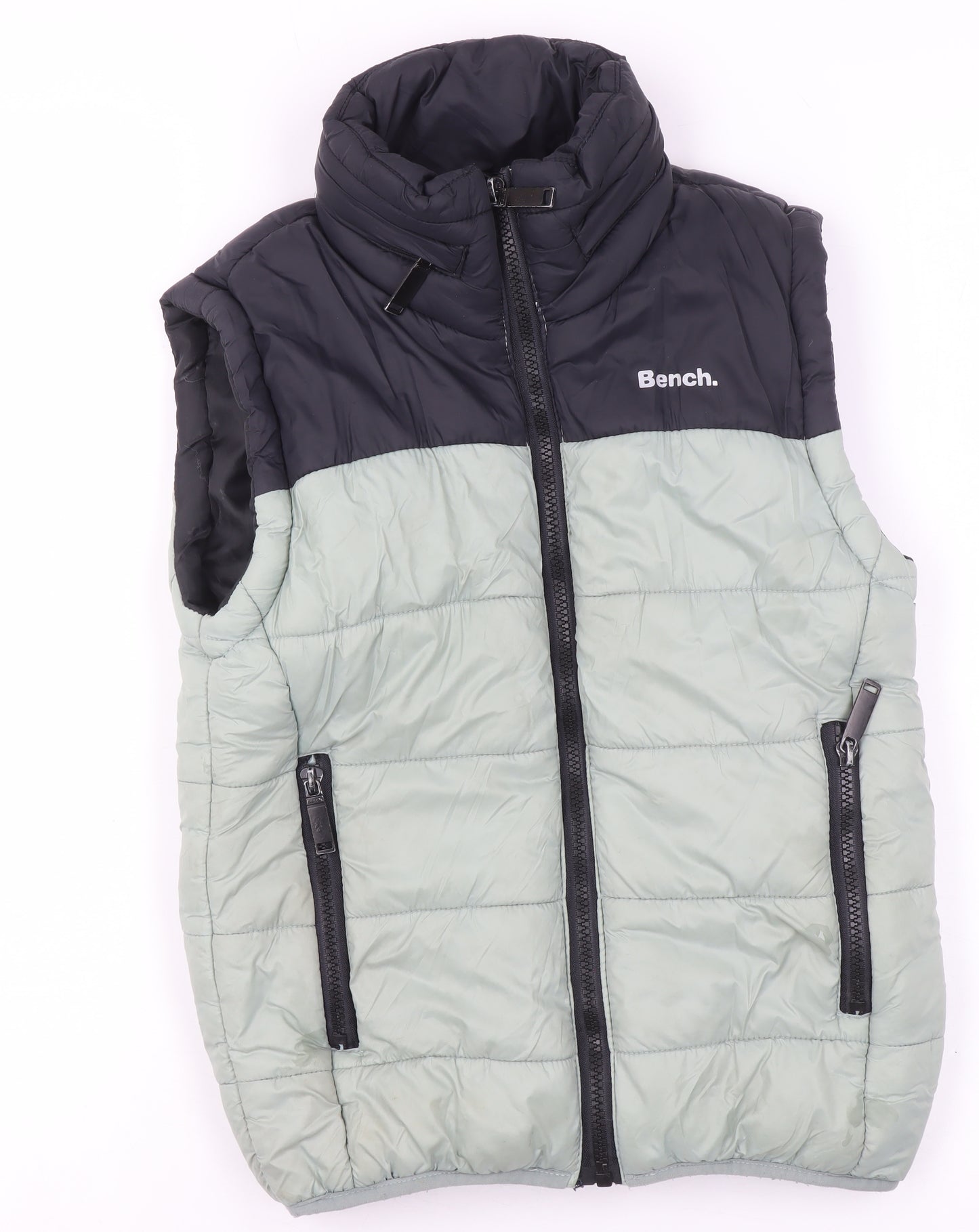 Bench Boys Black Green Padded Bodywarmer Gilet 5-6 Years Full Zip